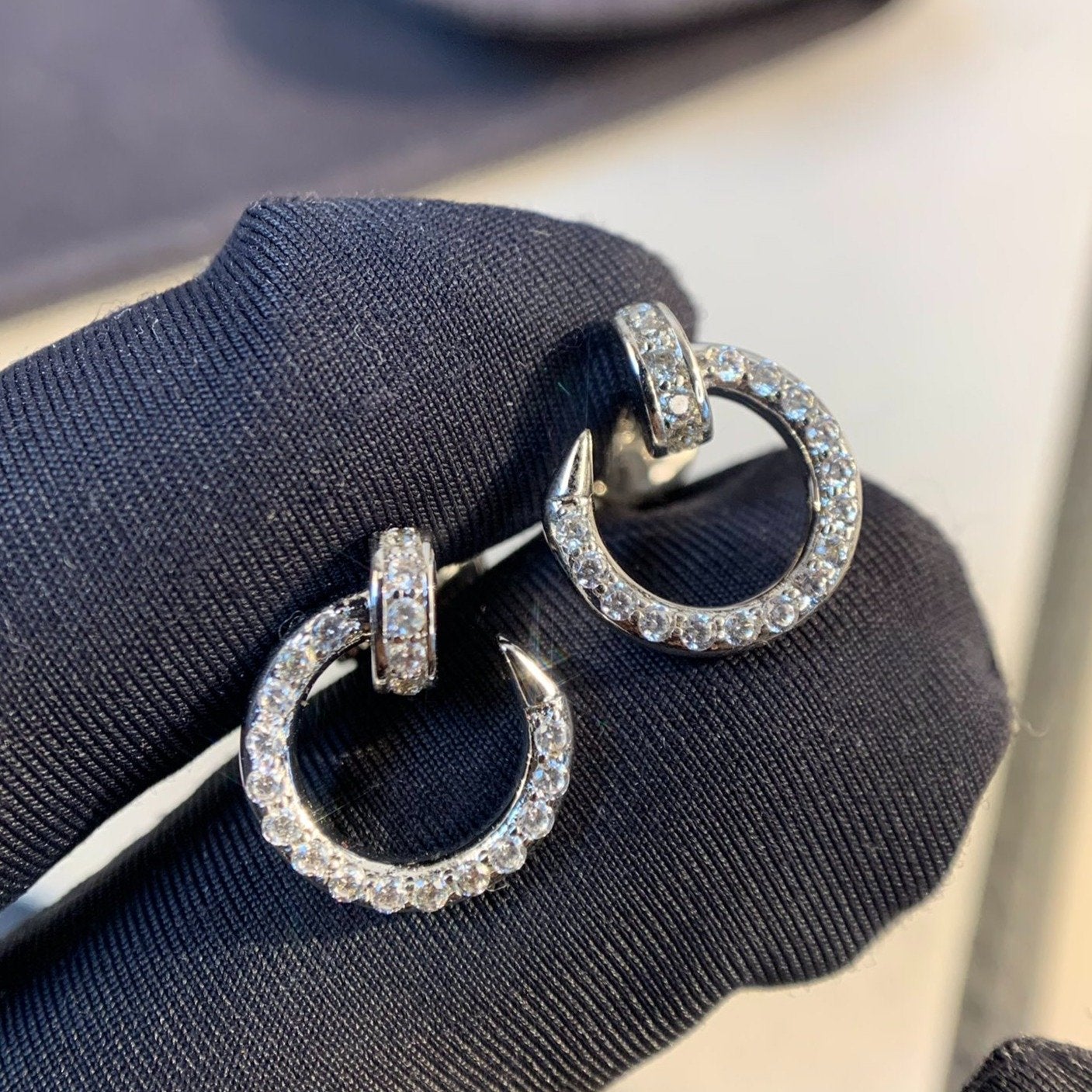 [LUXE]JUSTE EARRINGS SILVER DIAMONDS