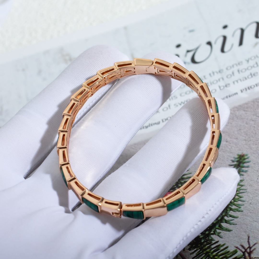 [LUXE]SERPENTI BRACELET PINK GOLD MALACHITE