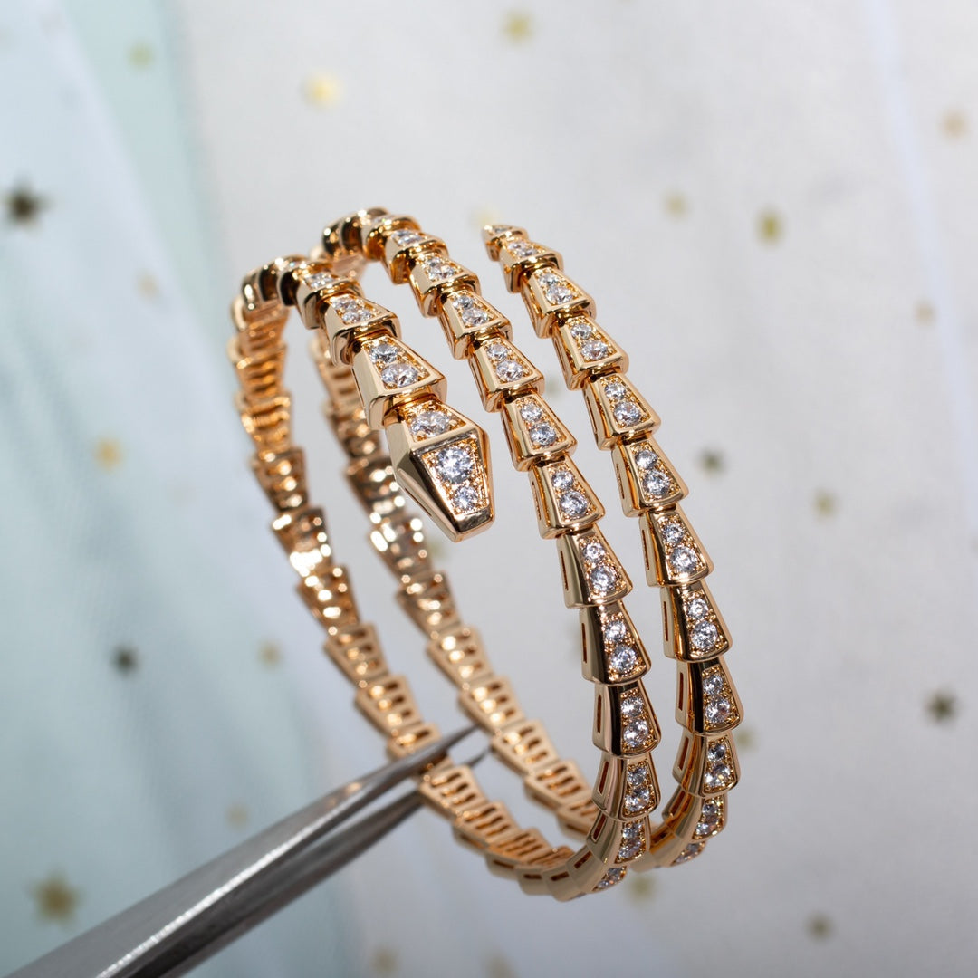 [LUXE]SERPENTI BRACELET PINK GOLD DIAMOND DOUBLE ROW