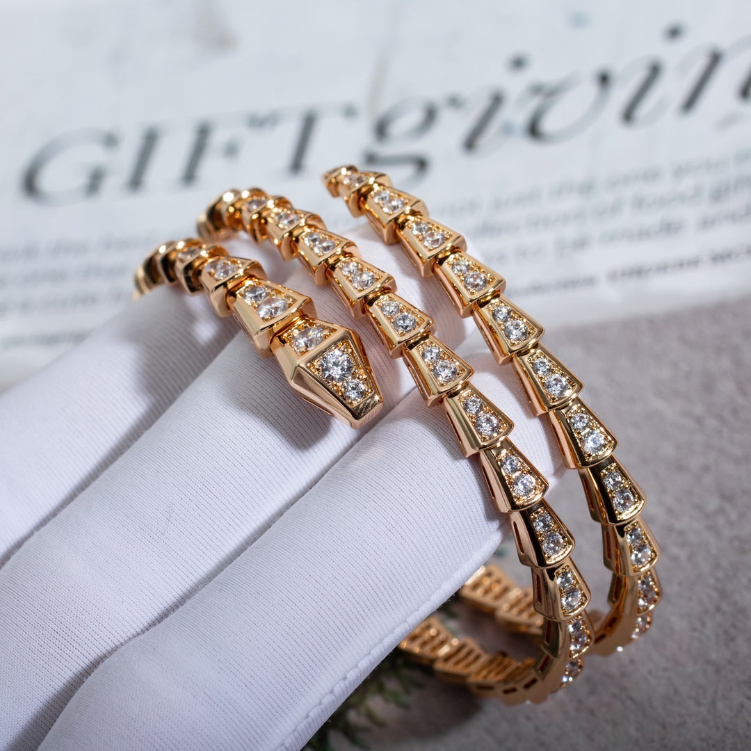 [LUXE]SERPENTI BRACELET PINK GOLD DIAMOND DOUBLE ROW