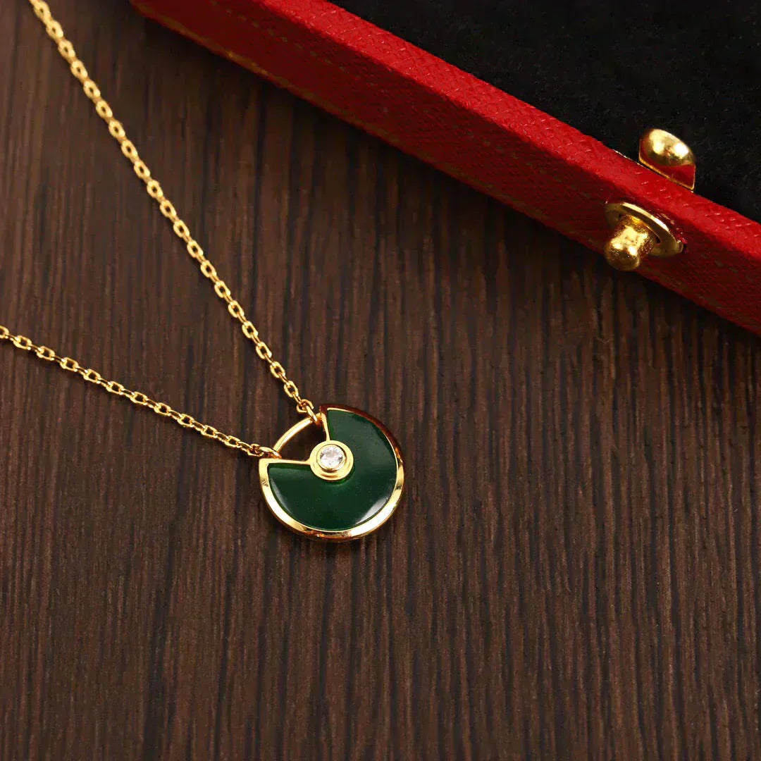 [LUXE]AMULETTE GOLD MALACHITE NECKLACE