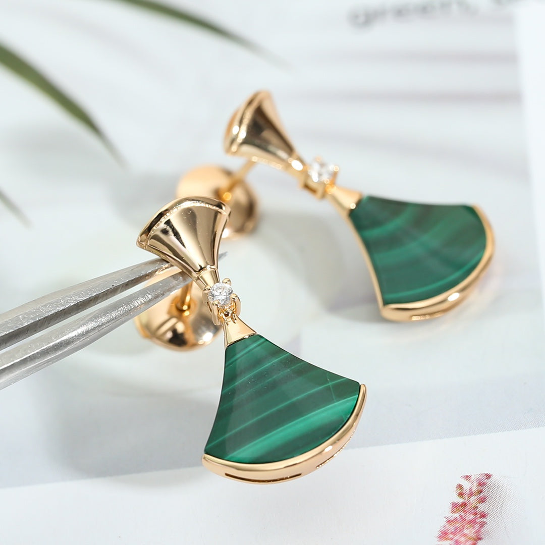 [LUXE]DREAM MALACHITE PINK GOLD EARRINGS