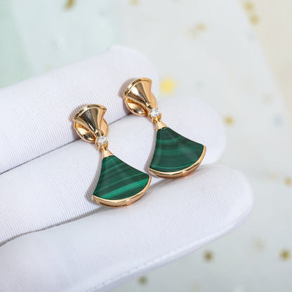 [LUXE]DREAM MALACHITE PINK GOLD EARRINGS