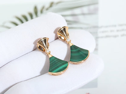 [LUXE]DREAM MALACHITE PINK GOLD EARRINGS