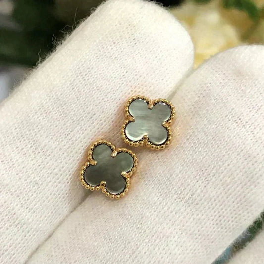 [LUXE] CLOVER MINI 9.5MM GRAY MOP EARRINGS