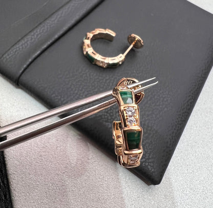 [LUXE]SERPENTI MALACHITE PINK GOLD EARRINGS