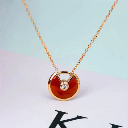 [LUXE]AMULETTE GOLD CARNELIAN ONYX NECKLACE