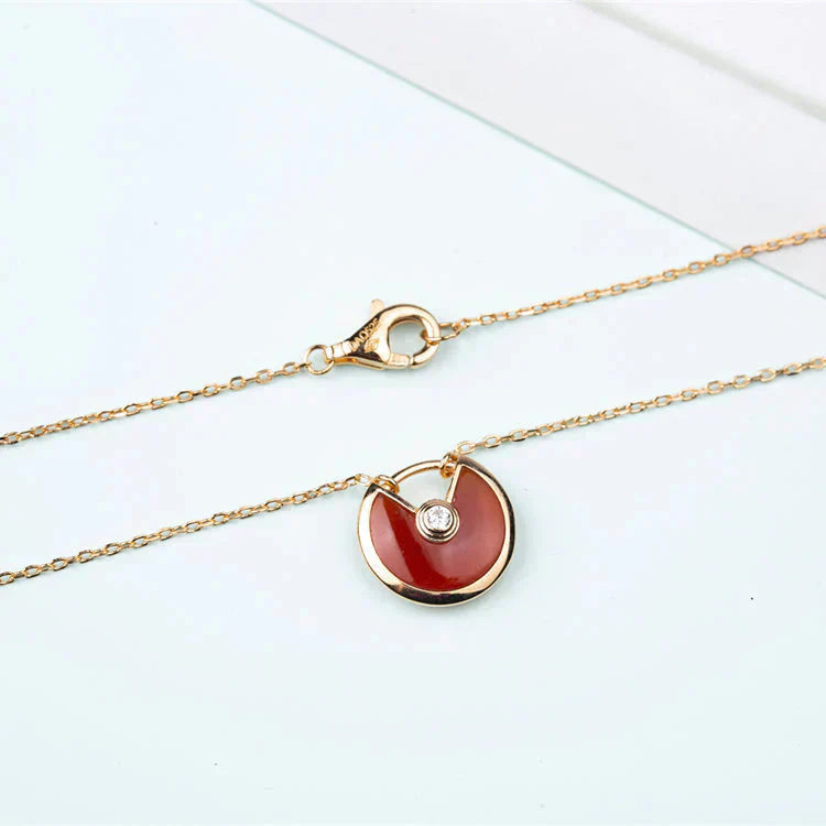 [LUXE]AMULETTE GOLD CARNELIAN ONYX NECKLACE