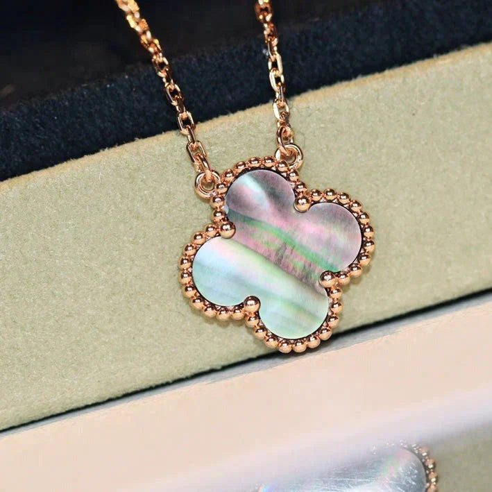 [LUXE] CLOVER 15MM  GRAY MOTHER OF PEARL NECKLACE