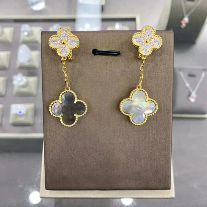 [LUXE] CLOVER  2 MOTIFS  DIAMOND  EARRINGS (MULTIPLE CHOICESç´