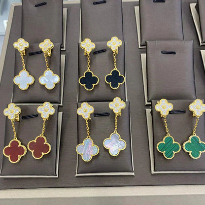 [LUXE] CLOVER  2 MOTIFS  DIAMOND  EARRINGS (MULTIPLE CHOICESç´