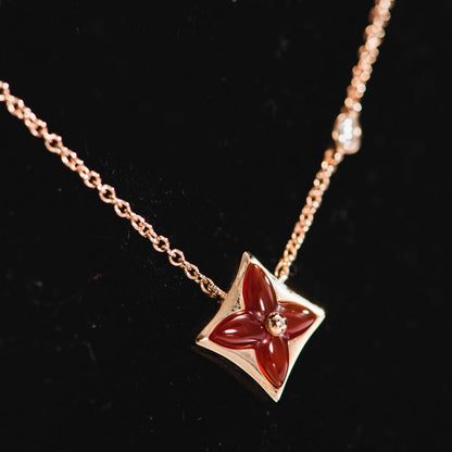 [LUXE]STAR NECKLACE PINK GOLD 1 DIAMOND