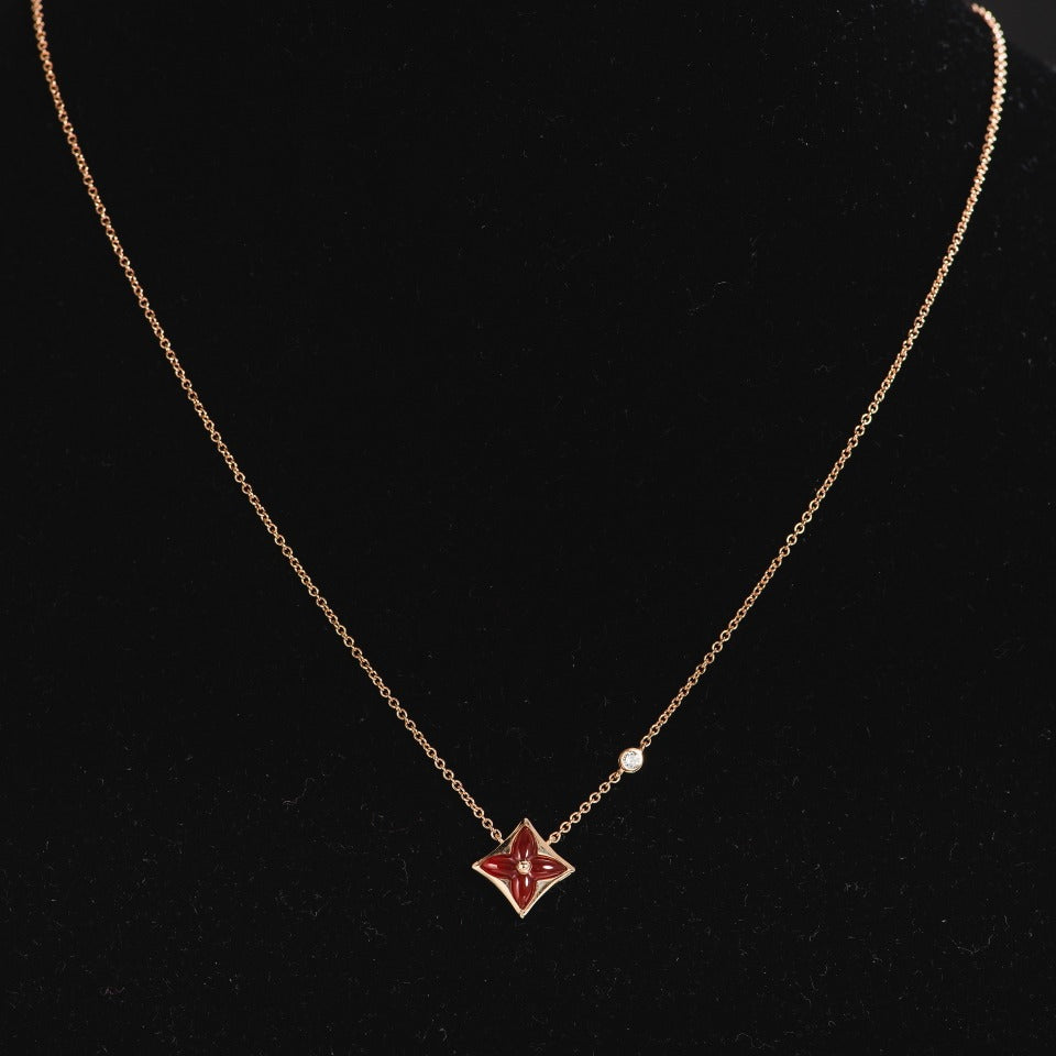 [LUXE]STAR NECKLACE PINK GOLD 1 DIAMOND