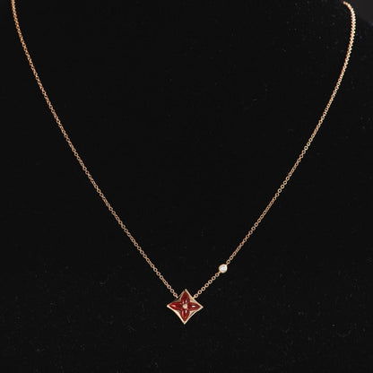 [LUXE]STAR NECKLACE PINK GOLD 1 DIAMOND