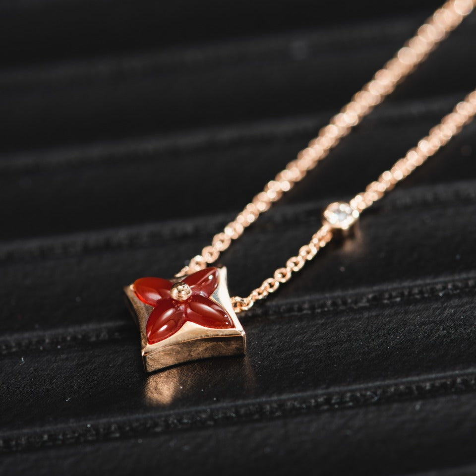 [LUXE]STAR NECKLACE PINK GOLD 1 DIAMOND