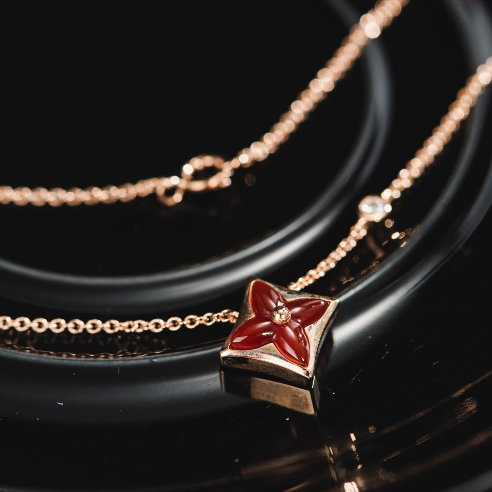 [LUXE]STAR NECKLACE PINK GOLD 1 DIAMOND