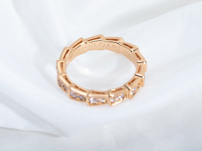 [LUXE]SERPENTI RING PINK GOLD DIAMOND PAVED 3MM