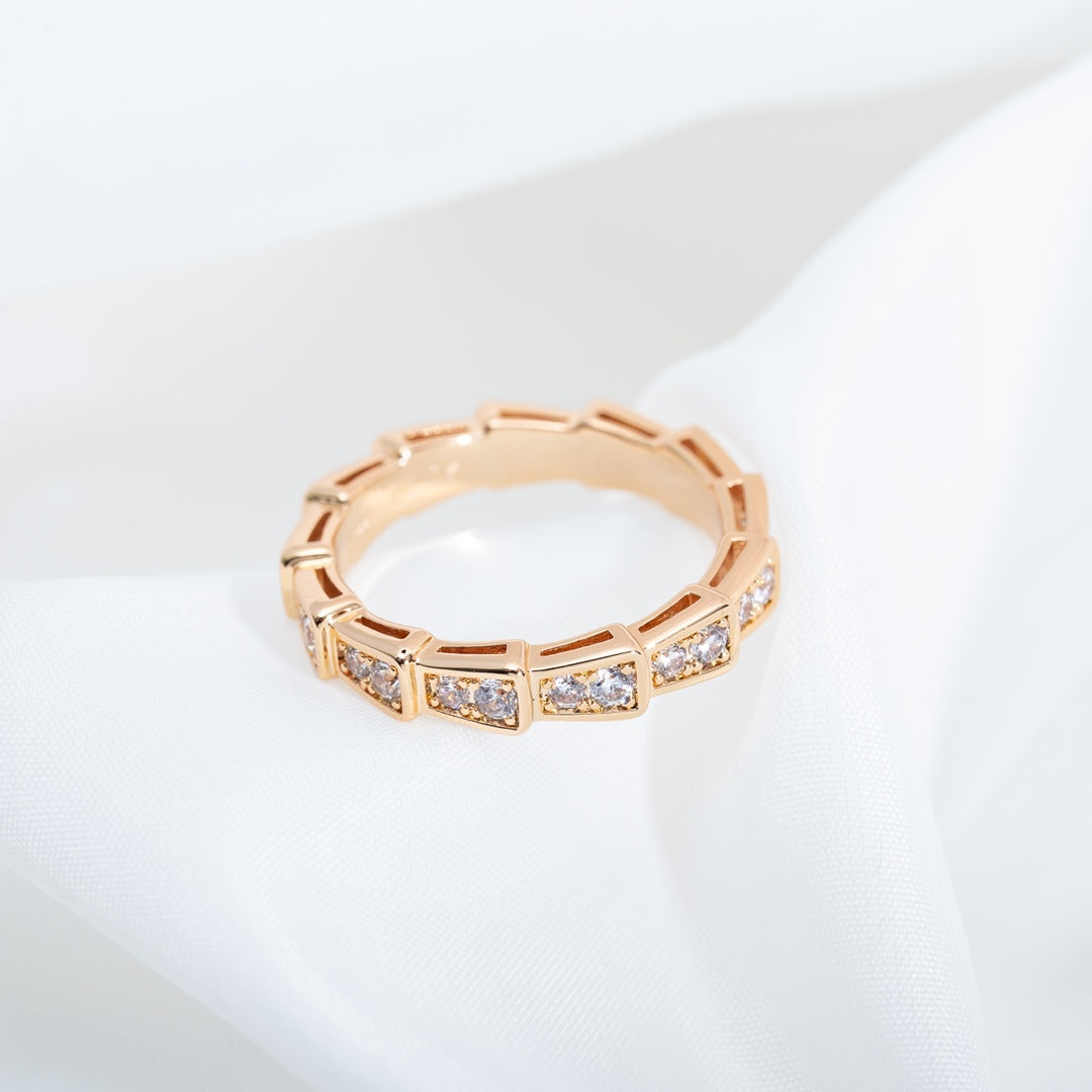 [LUXE]SERPENTI RING PINK GOLD DIAMOND PAVED 3MM