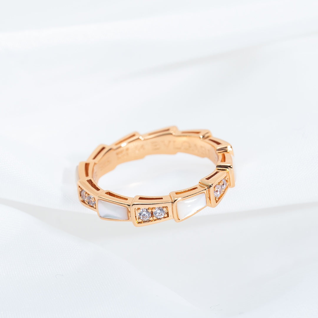 [LUXE]SERPENTI RING PINK GOLD DIAMOND MOP 3MM