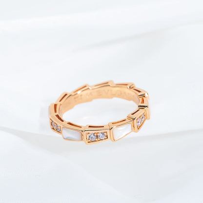 [LUXE]SERPENTI RING PINK GOLD DIAMOND MOP 3MM