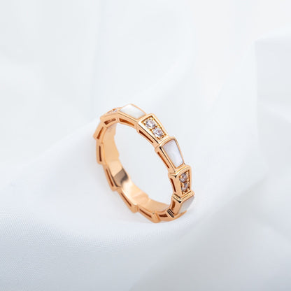 [LUXE]SERPENTI RING PINK GOLD DIAMOND MOP 3MM