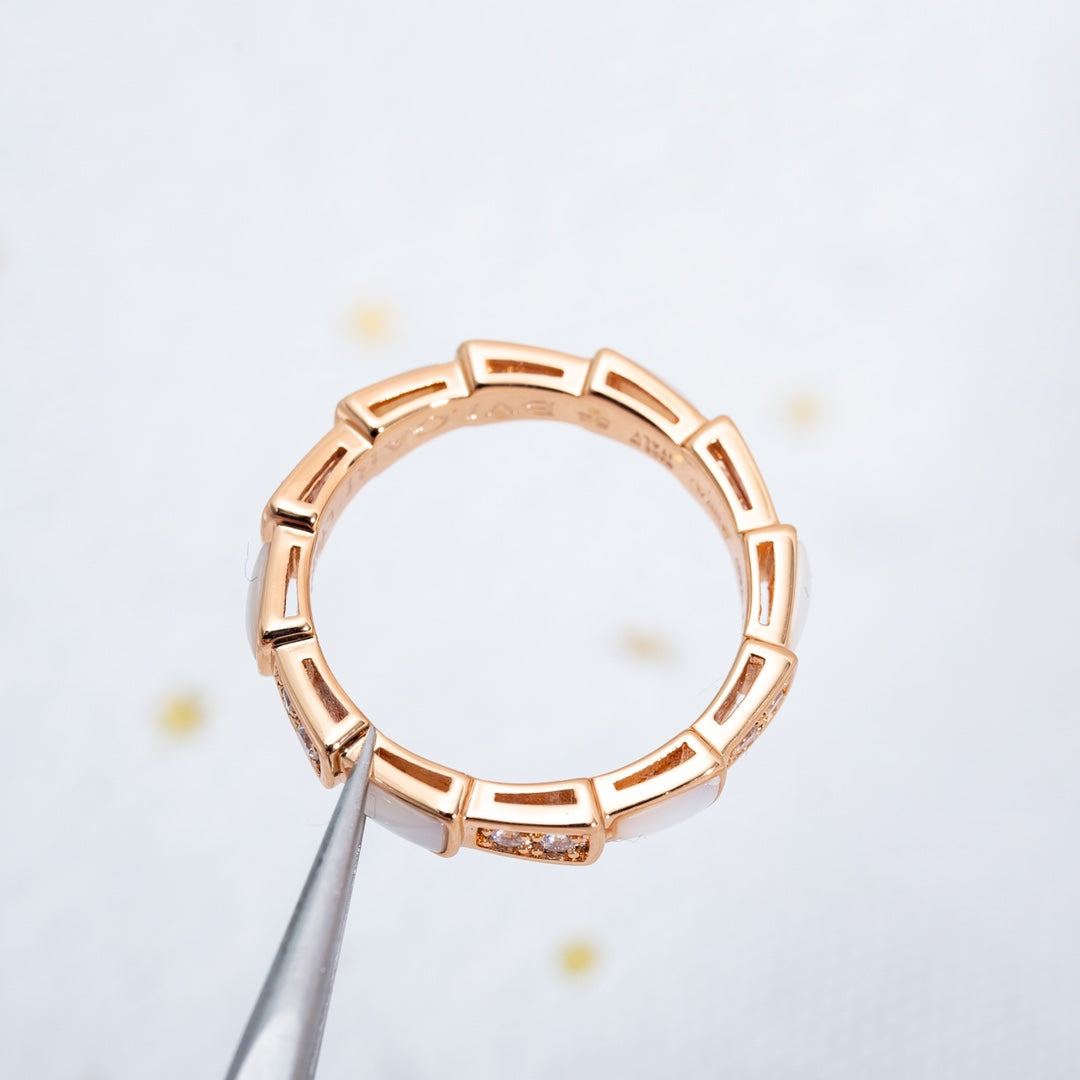 [LUXE]SERPENTI RING PINK GOLD DIAMOND MOP 3MM