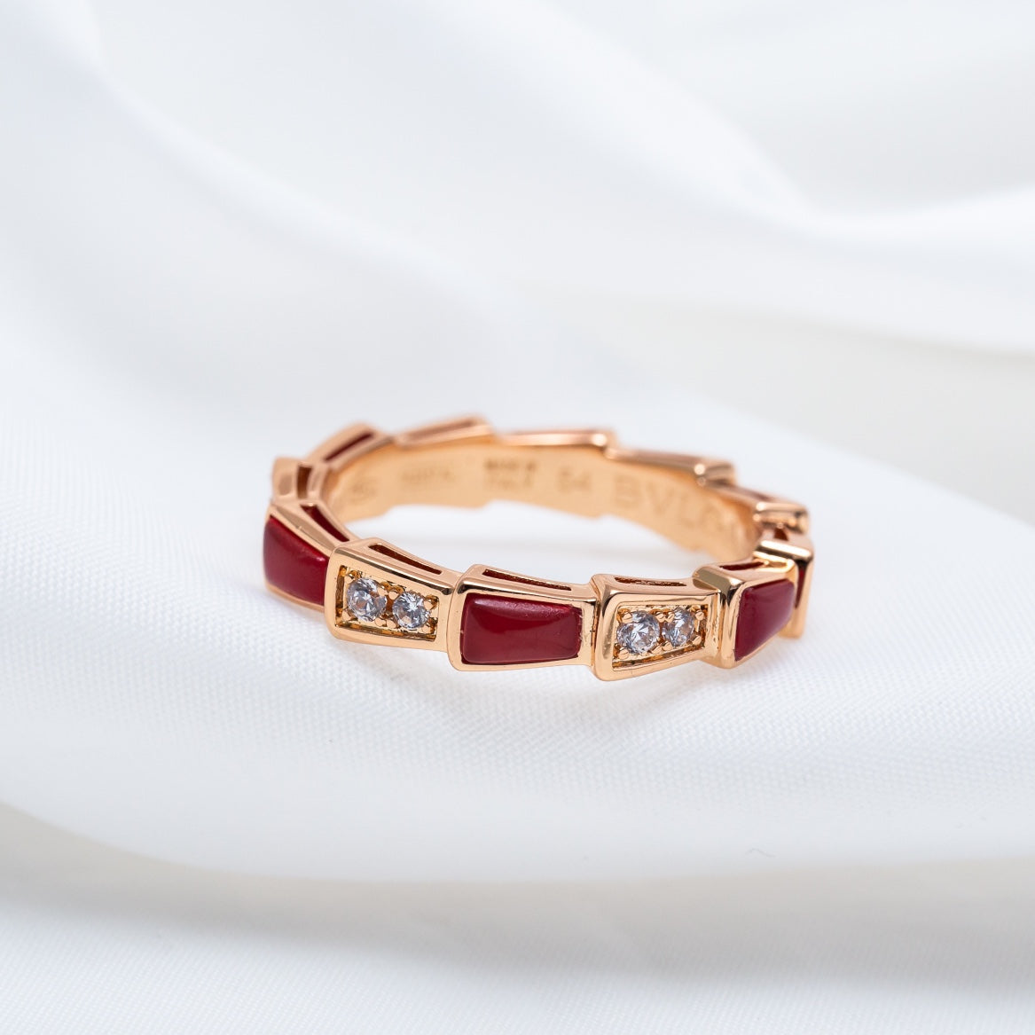 [LUXE]SERPENTI RING PINK GOLD CARNELIAN DIAMOND 3MM