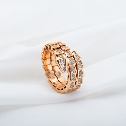 [LUXE]SERPENTI RING PINK GOLD DIAMOND DOUBLE ROW