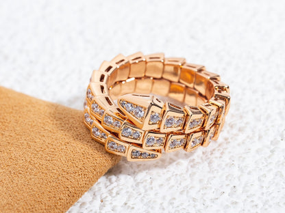 [LUXE]SERPENTI RING PINK GOLD DIAMOND DOUBLE ROW