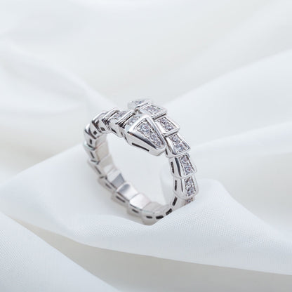 [LUXE]SERPENTI RING SILVER DIAMOND PAVED 4MM