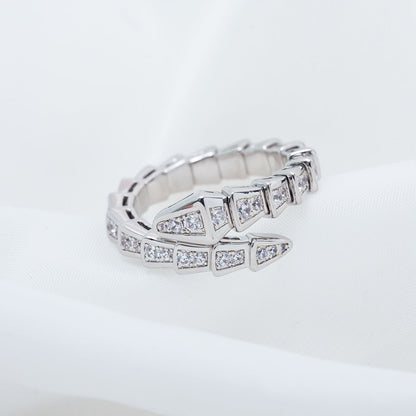 [LUXE]SERPENTI RING SILVER DIAMOND PAVED 4MM