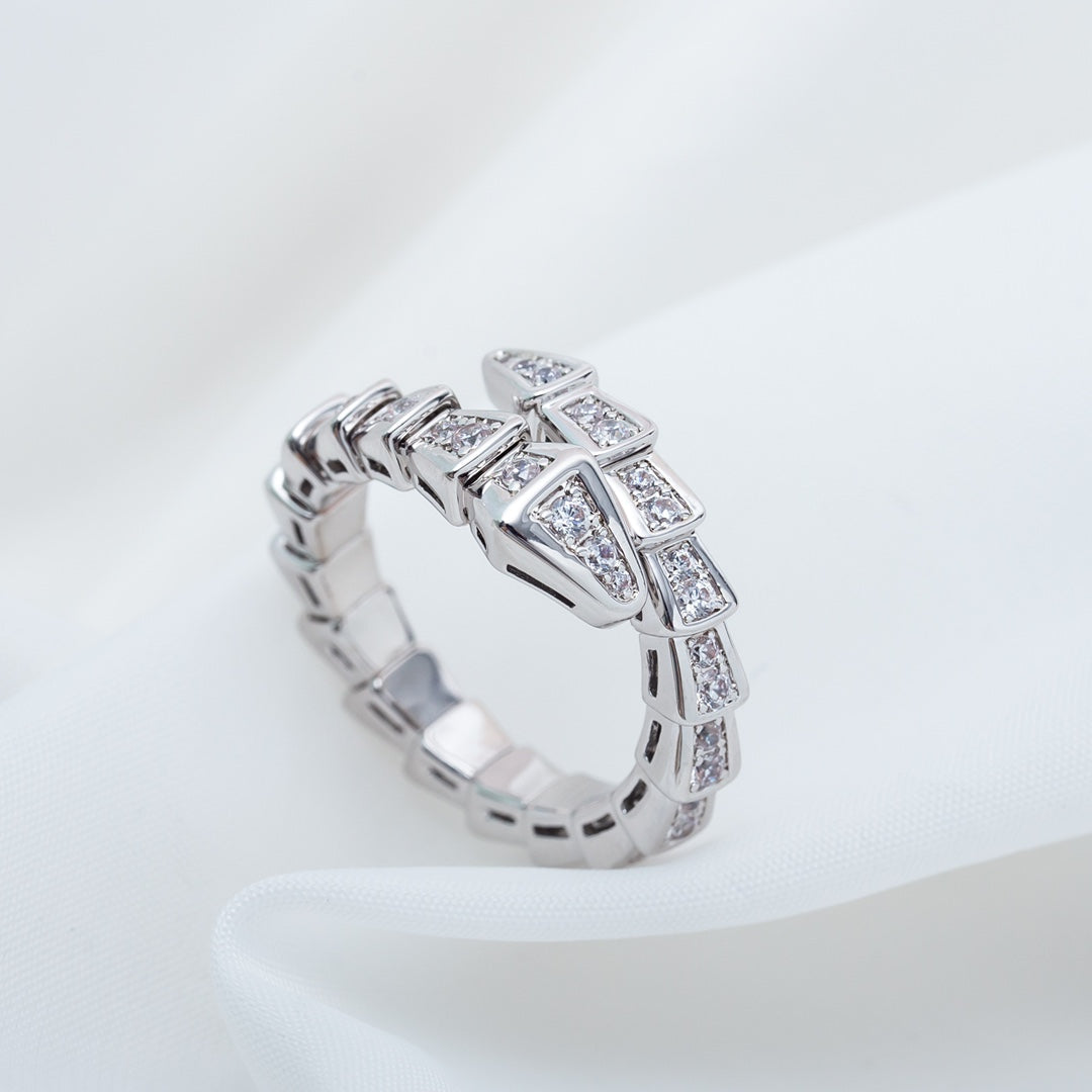 [LUXE]SERPENTI RING SILVER DIAMOND PAVED 4MM