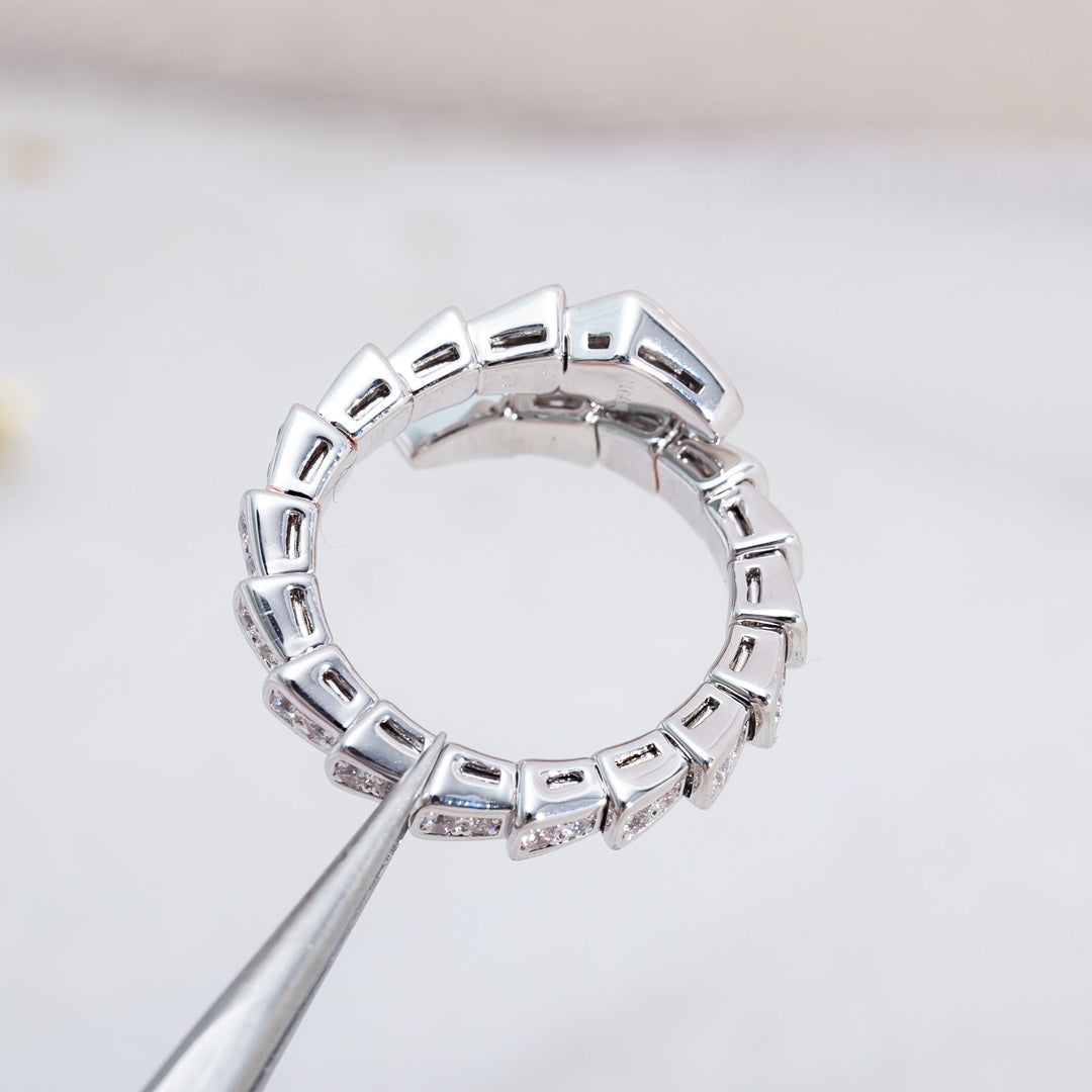 [LUXE]SERPENTI RING SILVER DIAMOND PAVED 4MM