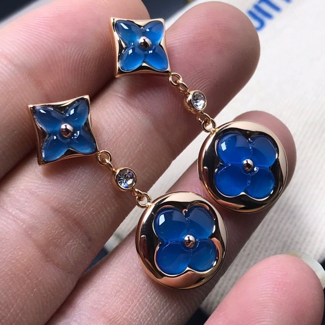 [LUXE]STAR AND SUN AGATE DIAMOND EARRINGS