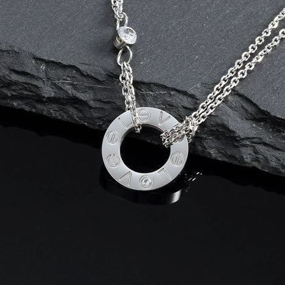 [LUXE]LOVE NECKLACE 16MM 2 DIAMONDS