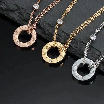 [LUXE]LOVE NECKLACE 16MM 2 DIAMONDS