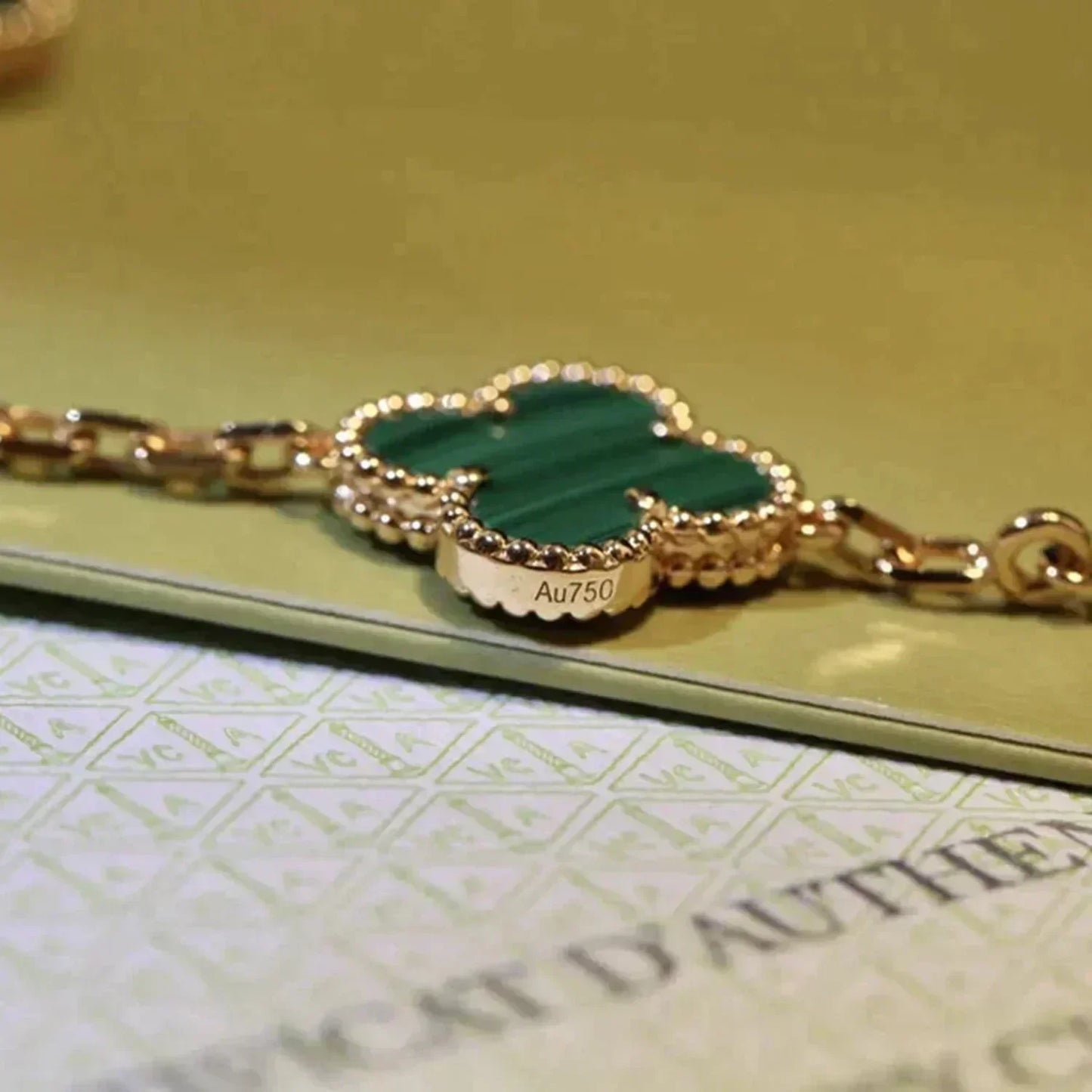 [LUXE] CLOVER 5 MOTIFS MALACHITE BRACELET