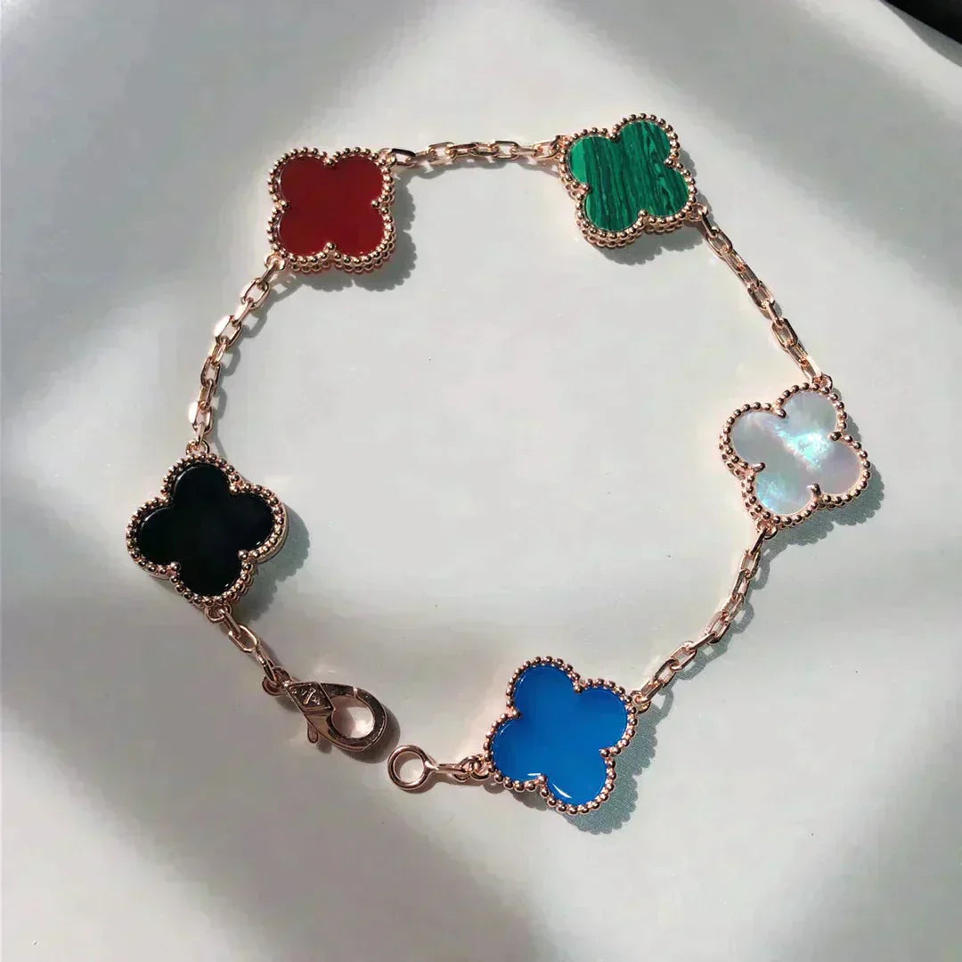 [LUXE] CLOVER 5 MOTIFS MULTICOLOR  BRACELET