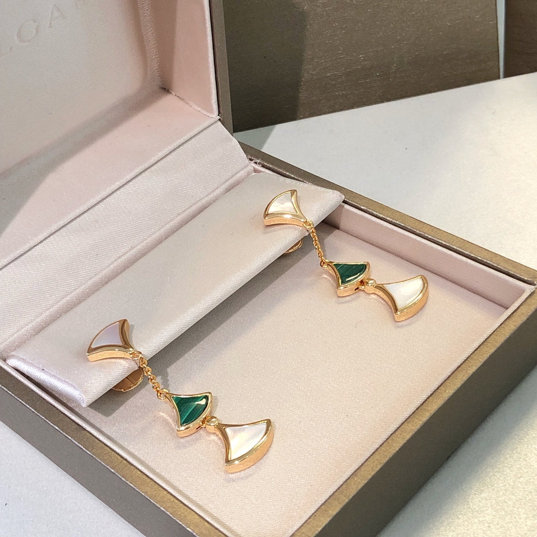 [LUXE]DREAM EARRINGS 3 MOTIFS MALACHITE MOP PINK GOLD