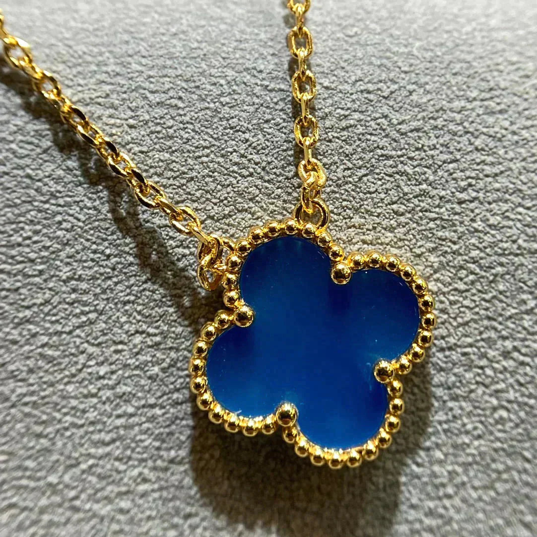 [LUXE] CLOVER 15MM BLUE AGATE NECKLACE