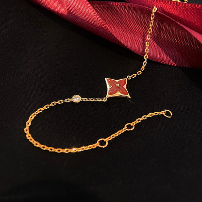 [LUXE]COLOR STAR CARNELIAN PINK GOLD DIAMOND BRACELET