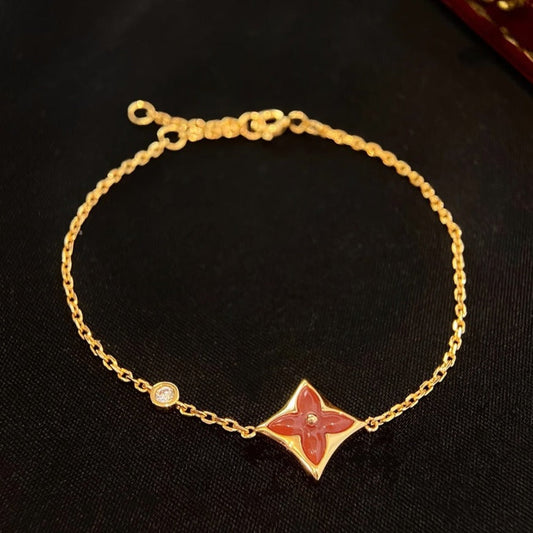 [LUXE]COLOR STAR CARNELIAN PINK GOLD DIAMOND BRACELET