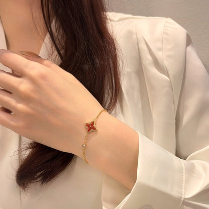 [LUXE]COLOR STAR CARNELIAN PINK GOLD DIAMOND BRACELET