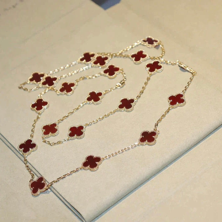 [LUXE] CLOVER 20 MOTIFS CARNELIAN NECKLACE