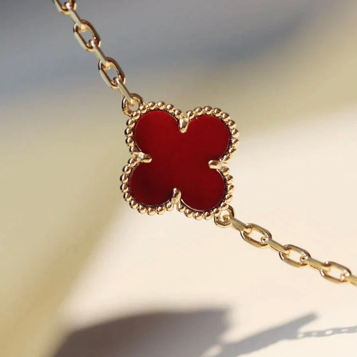 [LUXE] CLOVER 20 MOTIFS CARNELIAN NECKLACE