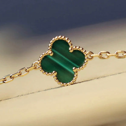 [LUXE] CLOVER 20 MOTIFS MALACHITE DIAMOND NECKLACE