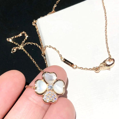 [LUXE] CLOVER MOP DIAMOND ROSE GOLD NECKLACE