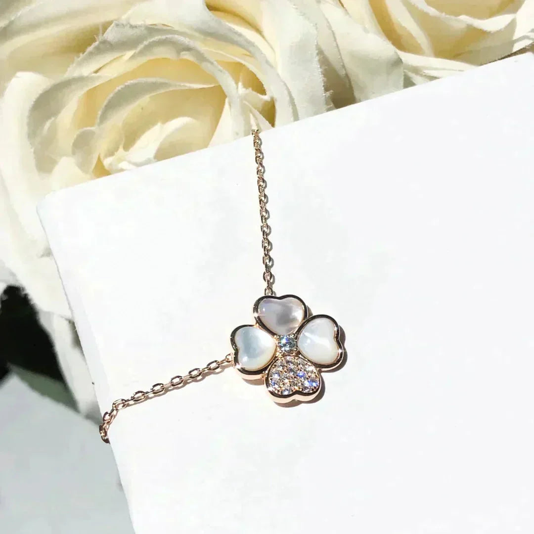 [LUXE] CLOVER MOP DIAMOND ROSE GOLD NECKLACE