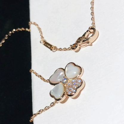 [LUXE] CLOVER MOP DIAMOND ROSE GOLD NECKLACE