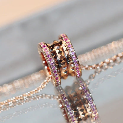 [LUXE]ZERO 1 ROCK PINK GOLD PINK DIAMOND NECKLACE